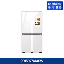 삼성 비스포크 패밀리허브 냉장고 5도어 글래스 [RF85B97A1APW], 글램 화이트+핑크