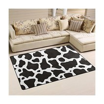 웰리 도어 매트 블랙 화이트 소가죽 프린트 바닥 매트 생활 다이닝 기숙사 룸 침실 장식용 논슬립 도어 매트 60x39인치