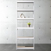앵글선반 철제 창고 다용도실선반 6단 1500 x 300 x 1950, 화이트, 9mm 양면코팅 보드