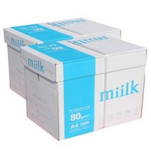 밀크 한국 A4 복사용지 80g, 2500매 x 2개, 백색