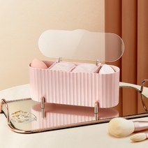 덮개형 로즈골드 칸조절 면봉 화장솜 소품 정리함 2type, 화이트, 선택:화이트
