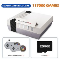 옛날오락기 레트로게임기 게임박스 110000 비디오 이 있는 wifi 콘솔 플러그 앤 플레이 hd 상자 pspps1n64snesdc dendy용 슈퍼 콘솔 x 큐브, 큐브-256g-snes-2, 영국