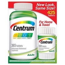 센트룸 어덜트 365정+60정 1+1 총 2병 미국 정품 고급형 멀티비타민 Centrum Adult