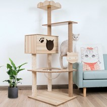 고양이 원목 미니 캣타워 캣폴 DIY 원형 투명해먹 숨숨집 카페트 스크래쳐 캣워크 캣워커 147, M018