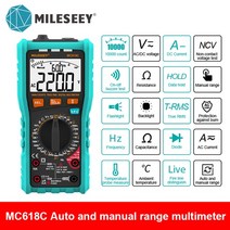 멀티테스터기 만능 MILESEEY NCV 디지털 MC616 AC DC 옴 볼트 앰프 테스트 다이오드 멀티 테스터, 3.MC618C