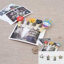스마일 10P 사진 걸이 나무집게 마끈 포장끈 포장띠, 숫자 10P
