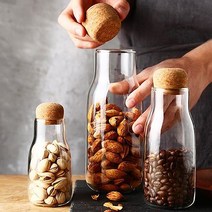 달자샵 보틀 케니트터 다용도 유리병 빈티지 감성 코르크 마개 유리통, 700ml, 1Pcs