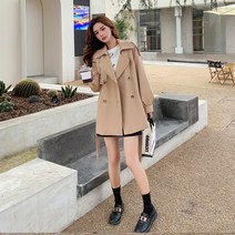 여자 봄가을 더블버튼 트렌치코트 재킷 캐주얼 미시 자켓 바바리 코트 인박카185