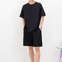 남자 여름 내내 입기좋은 일자통 5부 반바지 반팔 세트