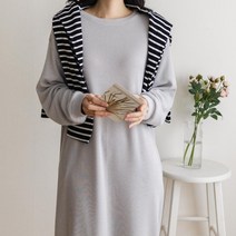 여자 네추럴 라운드넥 3컬러 찰랑 긴팔 롱 원피스