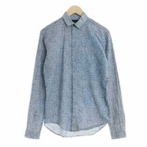 자라 블루 레오파드 면 슬림셔츠 남자 M [100] 8536