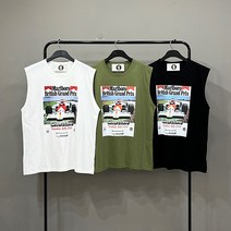 맨스토리 여름 덤블 면워싱 레이싱 실버스톤 오버핏 나시티셔츠