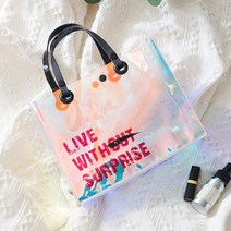 여름바캉스 PVC 홀로그램 투명방수 비치토트백 TOTE 투명가방/비치가방/PVC가방/여름가방/물놀이가방/수영가방/방수가방/비닐가방/투명백/여행가방