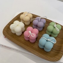 미니큐브 봉봉캔들 오브제 홈인테리어 소품, 코튼블라썸, 화이트