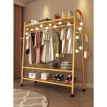 폴행거 2단 대형 파이프 행거 옷걸이 바퀴형 드레스룸, 기본 150골드  상하 이중망 옆고리 큰