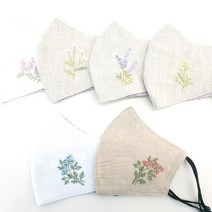 숨쉬기 편안한 린넨 마 마스크 친환경 통기성 끈조절, 1번-B형, 1개