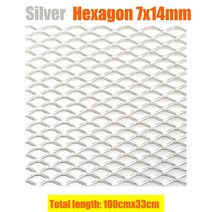 자동차 그릴100x33cm 육각 구멍 【 7x14 】 알루미늄 레이싱 자동차 범퍼 그릴 메쉬 통풍 블랙 실버 튜닝, 04 Sil Hexagon 7x14mm
