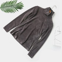 겟츠구즈 겨울 터틀넥 벨벳 기모 여자 데일리 보온 히트 티셔츠 (폴리에스터 96% 스판덱스 4%)