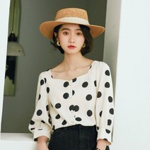 땡땡이 블라우스 오피스룩 결혼식 여성 캐주얼 귀여운 패션 도트 루즈핏