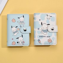 포차코 퍼피 패턴 명함카드지갑 포켓식 카드 명함집 보관케이스 미니앨범 사진첩 벨트포인트 다용도 소프트 pu가죽 러블리 미니포카 바인더 콜렉트북 포카바인더 포카앨범 홀더북, 3번 색상-아이스크림 포차코+별포차코(총2p), 19장 카드 수납가능