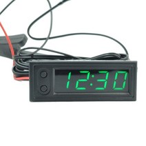 LED전광판 12V 3 IN 1 온도계 온도 시계 전압계 LCD 화면 LED 디지털 디스플레이 전자 밝기 조정, [03] Green