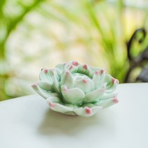 도자기 연꽃 향꽂이 - 스틱홀더 인센스홀더 불교용품 미니, 연두