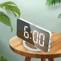 [XINYING] 알람시계 LED 미러 탁상시계 디지털탁상시계 소형 디지털시계, 흰색