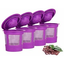 MEW 큐리그 미니 플러스 2.0 및 1.0 커피 메이커 브루어용 재사용 가능한 K 컵 포드 커피 필터 캡슐 4개