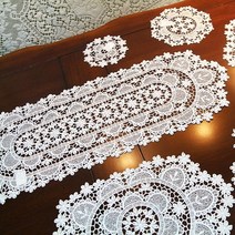 제우스갤러리 화이트 데이지 쉐입 레이스러너 7종 테이블매트 식탁러너, D타입 : 35 / 23cm 1장, 화이트(상세페이지 참고)