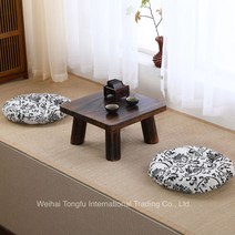 1인 2인 소반 개다리소반 전통찻상 티테이블 손님 다과상 접이식 원목 미니 테이블 창문옆 테이블 좌식 찻상, 라지 정사각 테이블(브라운)40*40*21