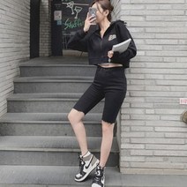여성 후드 집업 자켓 점퍼 데일리 비레드 크롭 .디작소