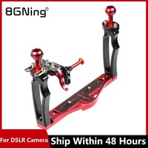 dslr 짐벌 캐논 6dmark2 오막포 조정 가능한 듀얼 핸들 트레이 스태빌라이저 리그 다이빙 업그레이드 gopro canon sony dslr 카메라 스마트폰 수중 하우징, 블랙 w 레드 셔터