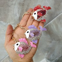 시떼몰 잉어 물고기 키링 열쇠고리 자동차 키홀더, 1개, 빨강