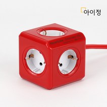 아이정 디자인 멀티탭 파워큐브 올컬러 5구 1.5M 레드 멀티콘센트 전선형, 1개