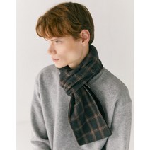22FW [Online Limited] 다크 그레이 코튼 혼방 체크 머플러 HJMU2F932G3