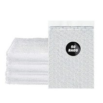 자체 밀봉 투명 쿠션 버블 파우치 (15.2 x 21.6cm) 50개 자체 밀봉 가능 보관 가능 보호, 50