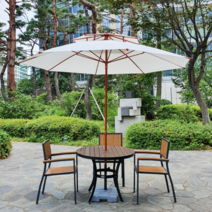 율율파라솔 튼튼한 국산 파라솔 우드 대형 2단 팔각 2.3m 캠핑 카페 펜션 비치 모래놀이, 2단대형(우드다크브라운), 아이보리