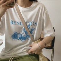 반팔라운드면티 MUZI21 여름 반들반죽함 서늘한 기운이다 페인팅 무화과 패턴 이니셜 플라워 프린팅 2249194102