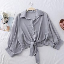 코디하기 좋은 데일리 코디룩 단정하고 세련된 블라우스 셔츠 2020 랜턴 슬리브 쉬폰 셔츠 여성 여름 투