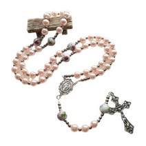 십자가팬던트 예수 십자가 묵주 목걸이 가톨릭 구슬 긴 체인 여성 보석 선물 십대 드롭 배송, 04 Pink