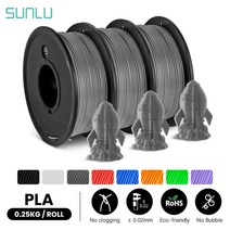 3d 프린터 재료 SUNLU-3 롤 PLA 3D 필라멘트 1.75MM FDM 프린터 250G 미니 스풀 더 많은 색상 무취 무독성, 06 Grey Grey Grey