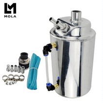 오일 캐치 탱크 브리더 필터 tk01이 있는 2리터 2리터 알루미늄 광택 라운드 캔, 은