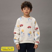 [매직에디션9] 덕콰이어트 썬데이자동차맨투맨 라이트베이지 DQ34TS101