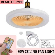 천장 팬 LED 원격 E27 조명 침실 스위치 제어 30 와트 2400LM 홈 램프 AC86-25V 드롭 배송, 04 6