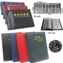 포켓포토 미니프린터 인화지 포토용지 코인 홀더 앨범 120/60 포켓 동전 컬렉션 도서 미니 페니 보관 가방 돈 주최자 선물 수집, [03] 60 cells blue