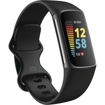 Fitbit Charge 5 내장형 GPS 관리 도구 추적 24시간 심박수 등이 포함된 고급 피트니스 건강 추적기 블랙/그래파이트 원 사이즈 S L 밴드 포함, Graphite/Black