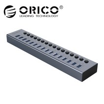 [ORICO] BT2U3-16AB (USB3.0허브/16포트/개별 스위치/유전원/아답터 포함) [그레이]