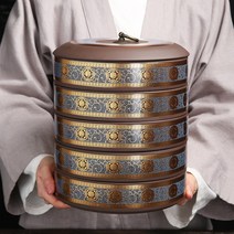 중국 전통 보이차 보관함 보관통 차 티 담는 항아리, 붉은 보라색 모래 a