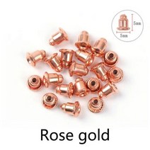 200 개 몫 총알 귀 플러그 골드 실버 도금 금속 귀걸이 다시 스 터 드 설정 기본 공급 5x6MM 126378, 로즈 골드