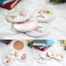 여우 티코스터 4P 코스타 컵받침 티코스터 티받침 티받침 컵받침 유리컵받침 티코스트 코스타